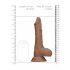 RealRock Dong 9 - realistični dildo s testisima (23 cm) - tamna boja kože