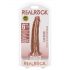 RealRock Slim - realističan dildo s vakuumom 15,5 cm (tamni prirodni)