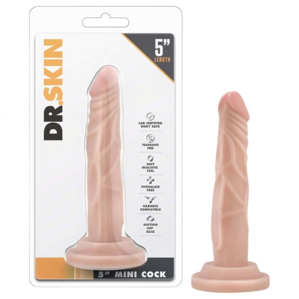 Dr. Skin 5 - realističan dildo s ljepljivim potplatom - prirodan (14,5 cm)