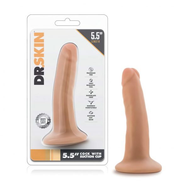 Dr. Skin 5.5 - realističan dildo s ljepljivim potplatom - prirodan (14 cm)