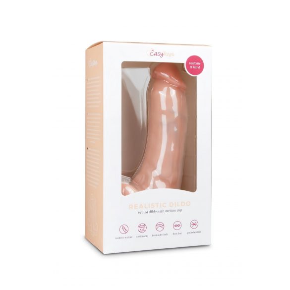 Easytoys - dildo s vakuumskim postoljem i testisima (20 cm) - prirodno