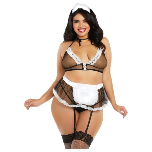 Dreamgirls Maid Plus Size Sheer Mesh - kostim sluškinje (XL-XXL)