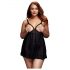 BACI Plus Size - otvorena, točkasta babydoll - crna (XL-XXL)