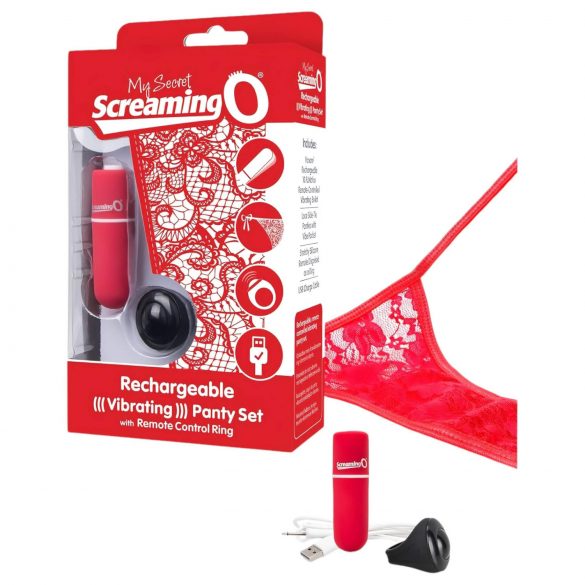 Screaming O Panty Set - vibrirajuće gaćice - crvene (S-L)