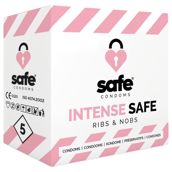 SAFE Intense Safe - kondomi s rebrastim točkama (5 kom.)