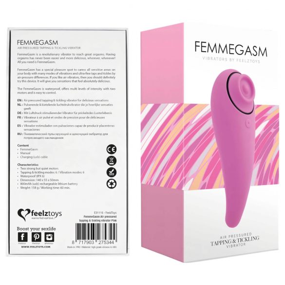 FEELZTOYS Femmegasm - punjivi, vodootporni vaginalni i klitoralni vibrator (ružičasti)